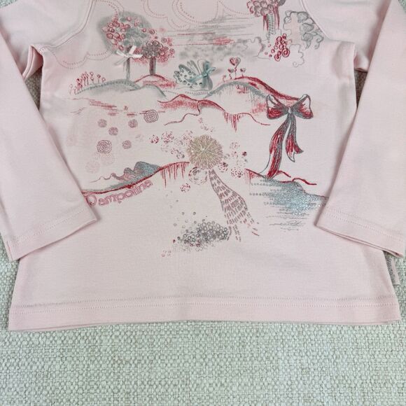 Pampolina Girls Top Size 4T Pink Long Sleeve Graphic Emboidered Sequin Shirt - Picture 6 of 15